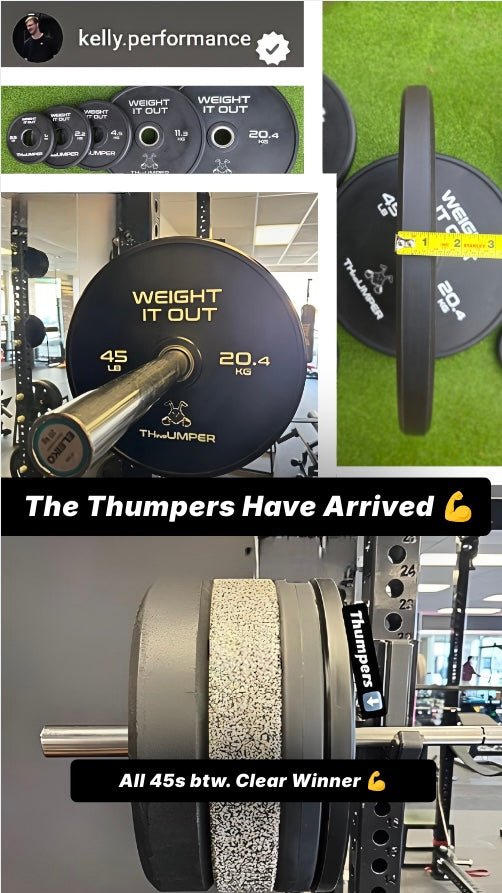 'Thumper' Thin Bumper Weight Plate Sets. (Thinnest Bumper Plates Ever!)