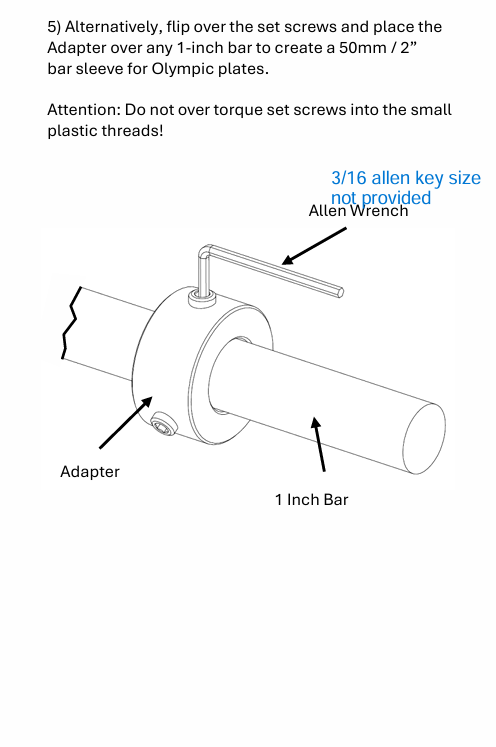 Olympic Plate to Standard Bar Adapter (2" to 1")